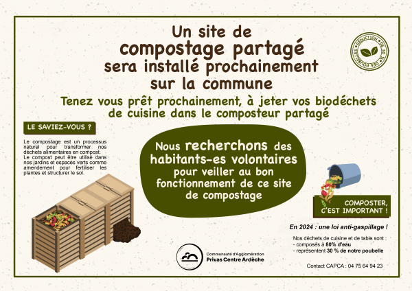 Un site de compostage partagé sera installé, très prochainement sur le parking du Château